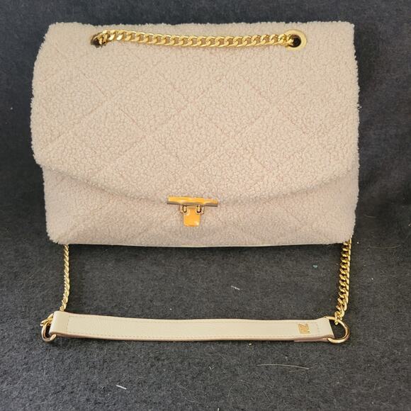 Women's Rachel Zoe Beige Quilted Leopard Lining Gold Chain Top Handle/Shoulder P - Picture 1 of 10